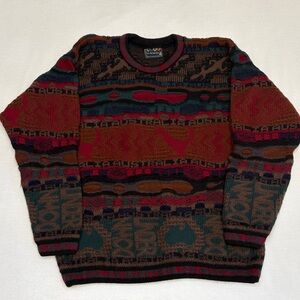 Vintage COOGI Authentic 3D Knit Sweater with lizard & kangaroo interwoven - Wool